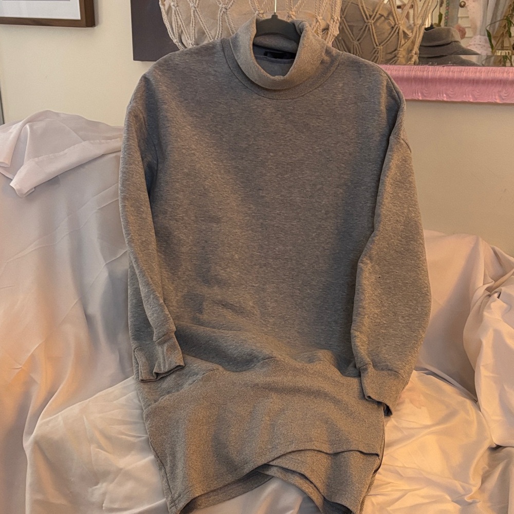 Source Unknown Gray Turtleneck Dress New